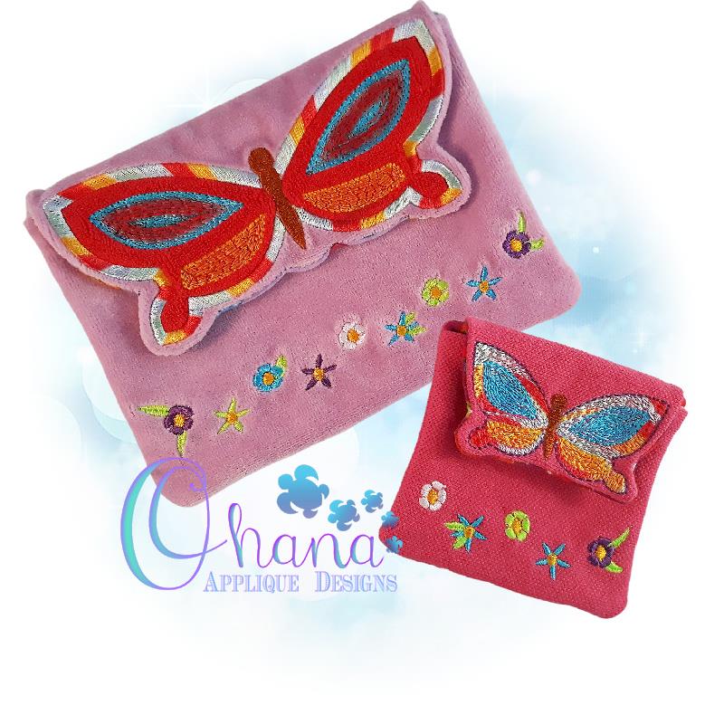 flap belt bag in signature canvas with butterfly applique