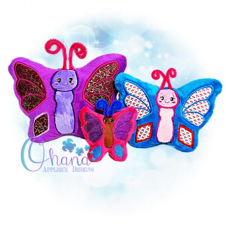 Flutter Butterfly Stuffie Embroidery Design - Ohana Applique Designs