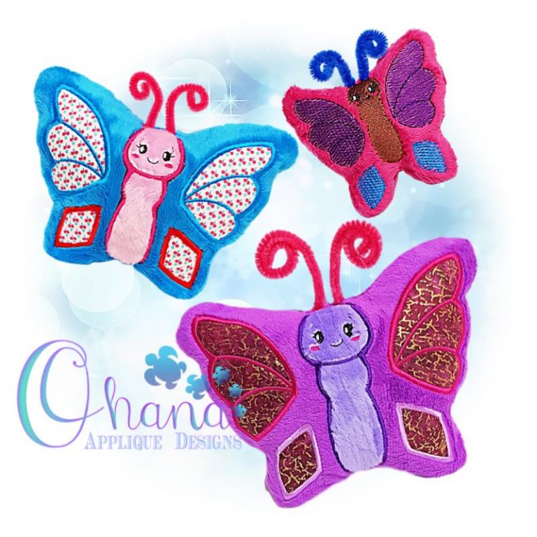 Flutter Butterfly Stuffie Embroidery Design - Ohana Applique Designs