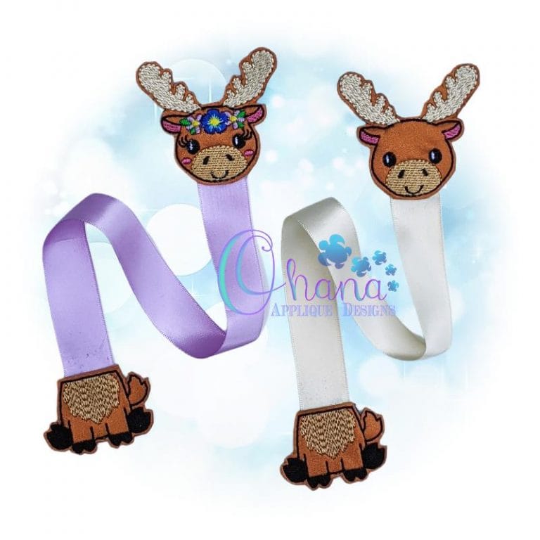 Floral Moose Ribbon Bookmark