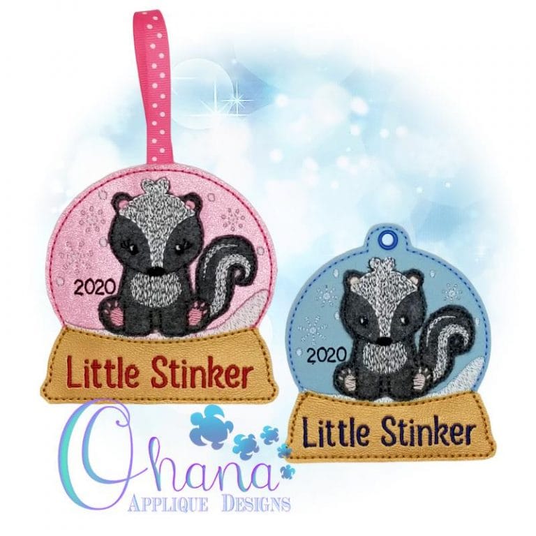 Skunk Snowglobe Ornament Embroidery
