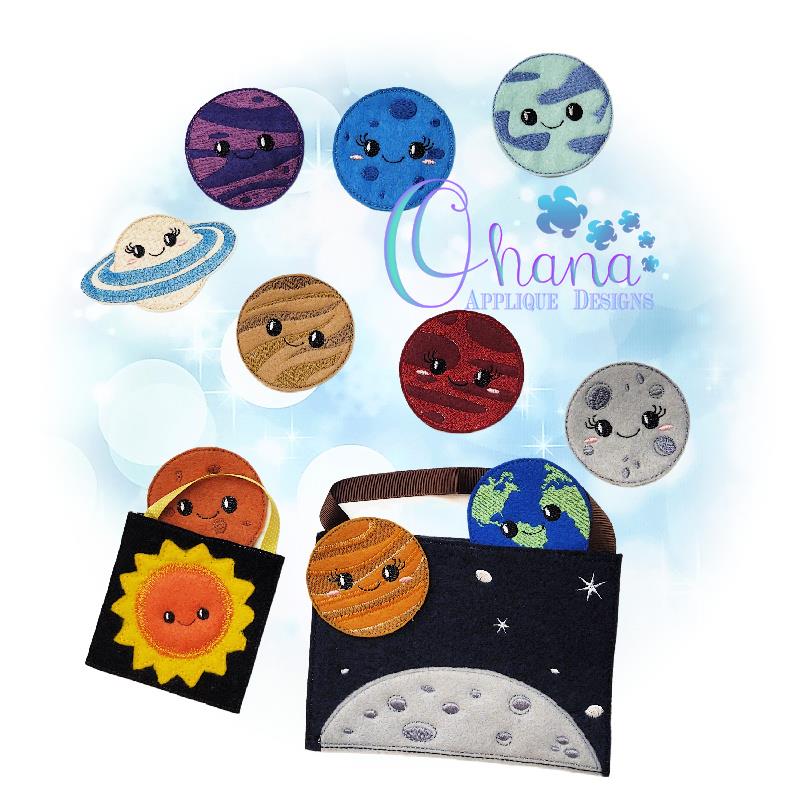 Kawaii Space Finger Puppets Embroidery Design Ohana Applique