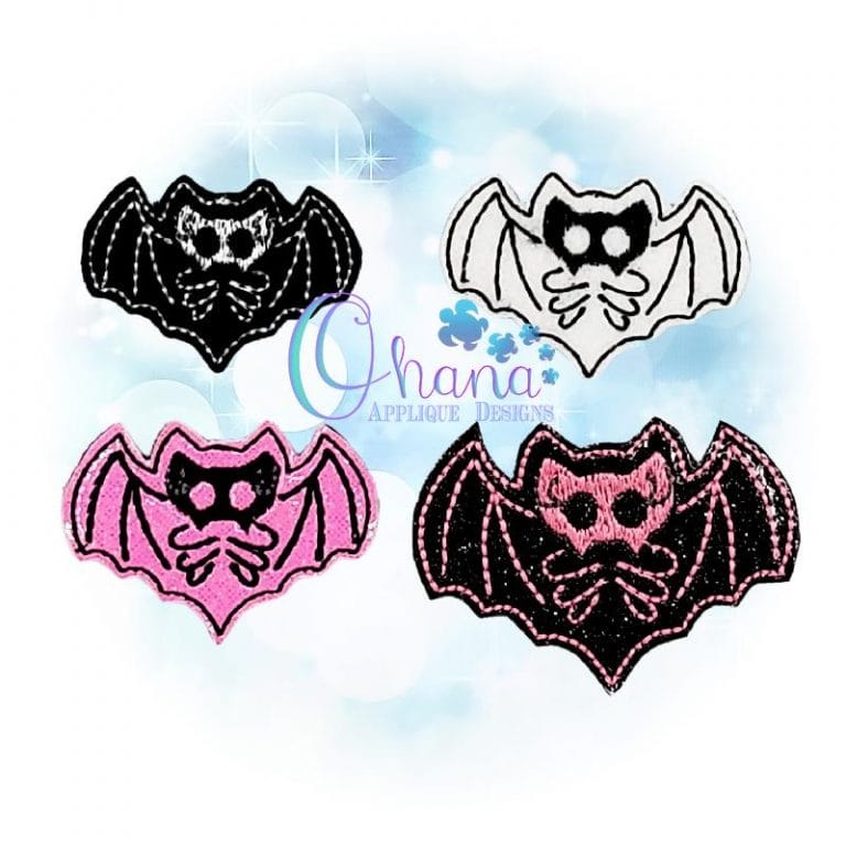 Skelly Bat Feltie Embroidery