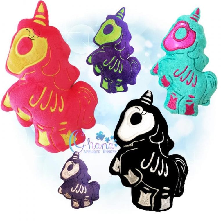 Skelly Unicorn Stuffie Embroidery