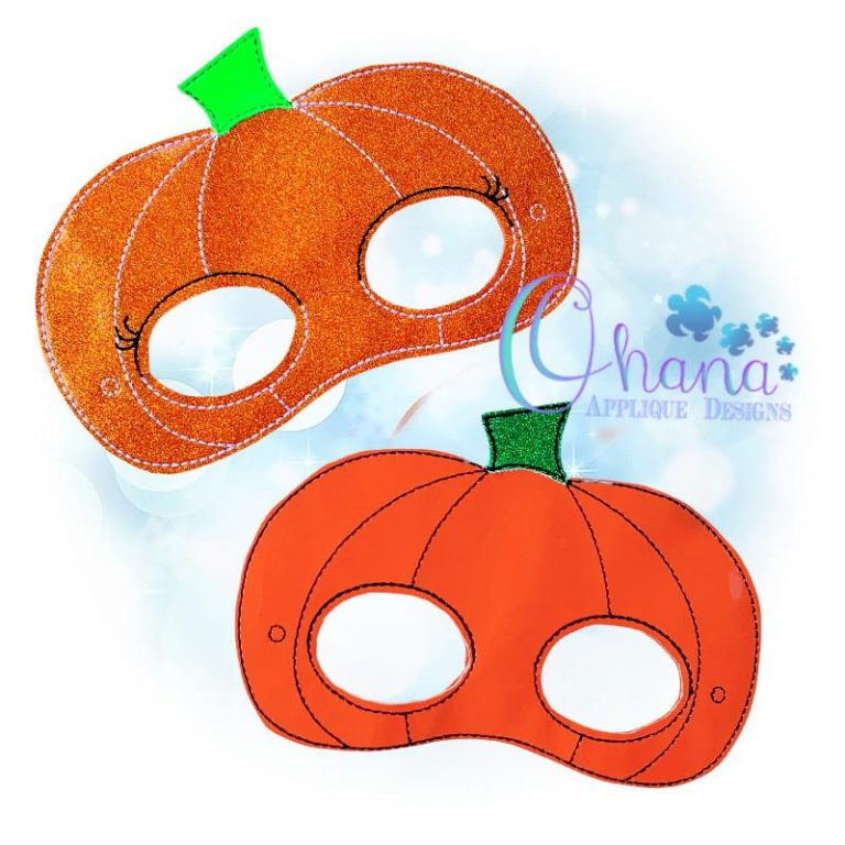 Kawaii Pumpkin Pretend Mask Embroidery Design - Oad