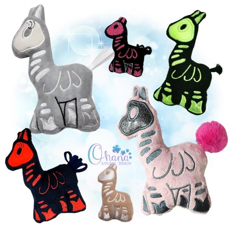Skelly Llama Stuffie Embroidery