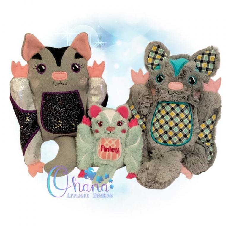 Sage sugar glider stuffie embroidery design  ohana applique Sage sugar glider stuffie embroidery design  ohana applique