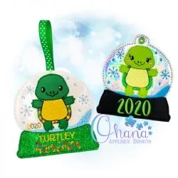 Turtle Snowglobe Ornament Embroidery