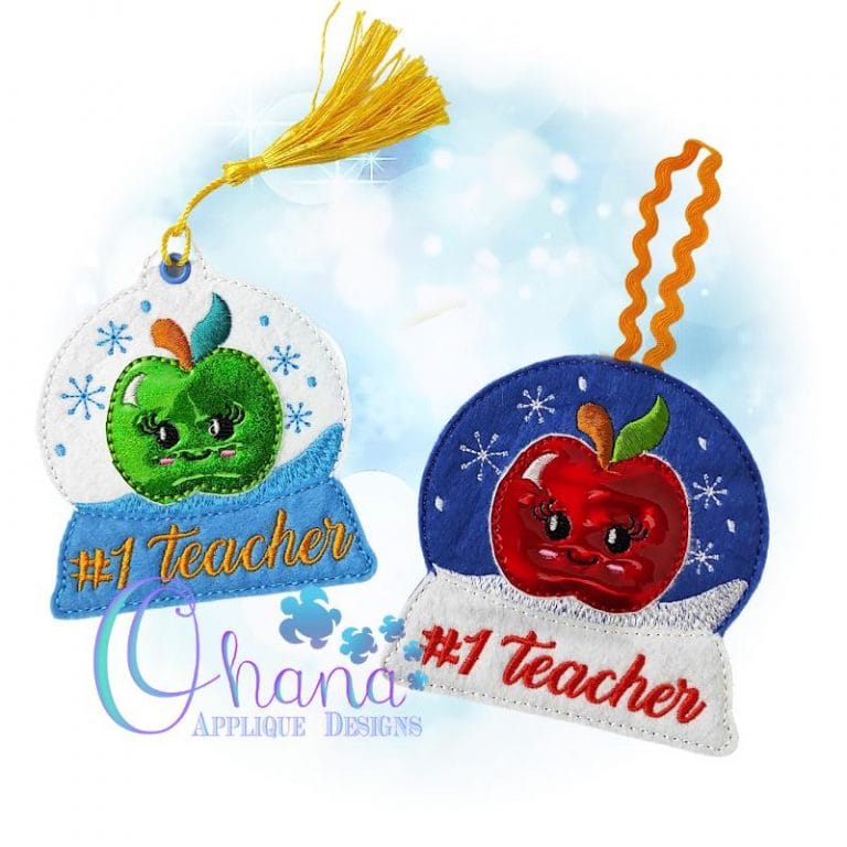 Kawaii Apple Snowglobe Ornament