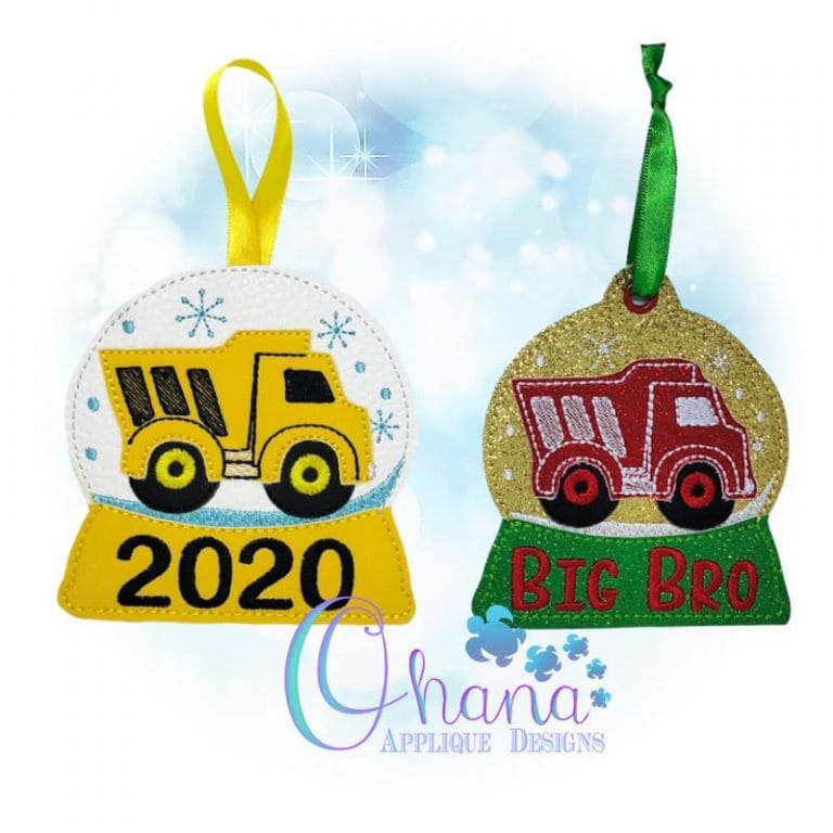 Dump Truck Snowglobe Ornament