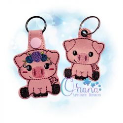 Floral Pig Key Chain