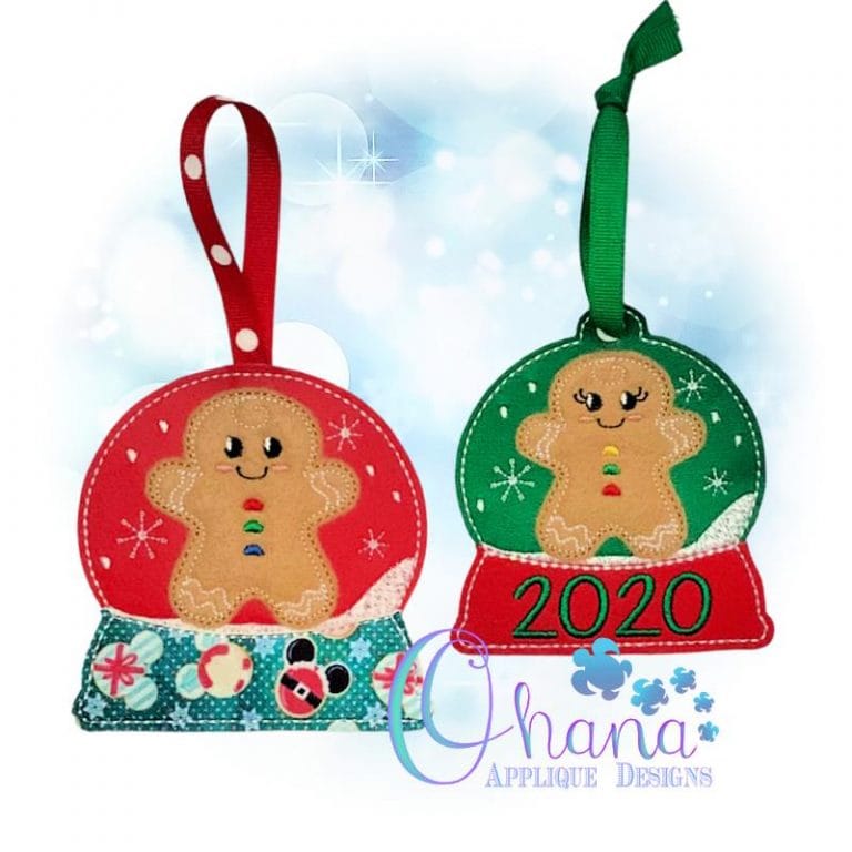 Gingerbread Snowglobe Ornament Embroidery