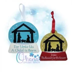 Nativity Snowglobe Ornament Embroidery