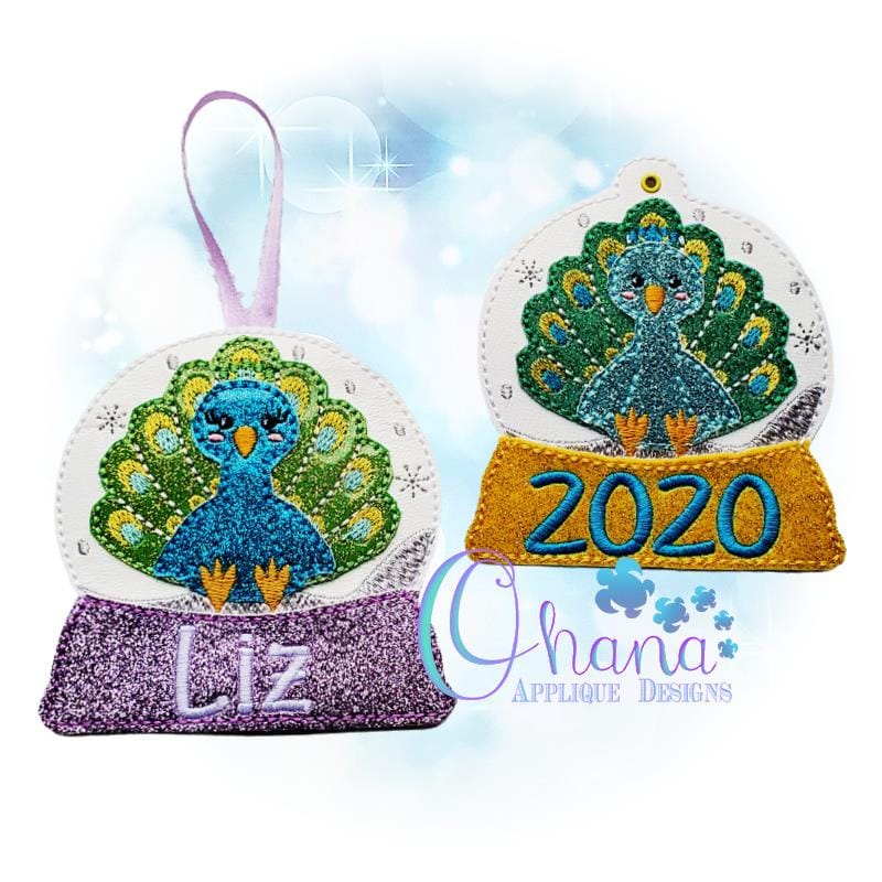 Peacock snowglobe ornament jessecmault design  oad