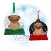 Pug Snowglobe Ornament Embroidery