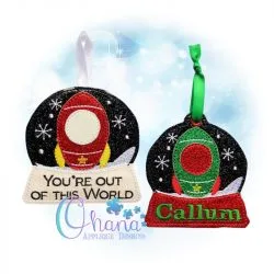 Rocket Ship Snowglobe Ornament
