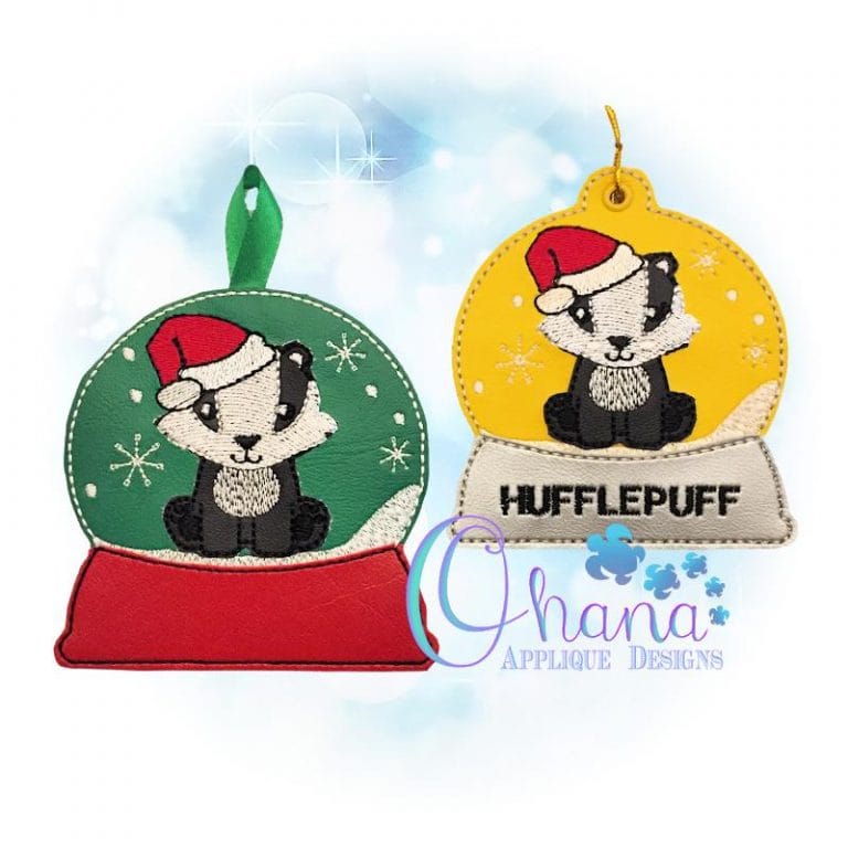 Santa Badger Snowglobe Ornament