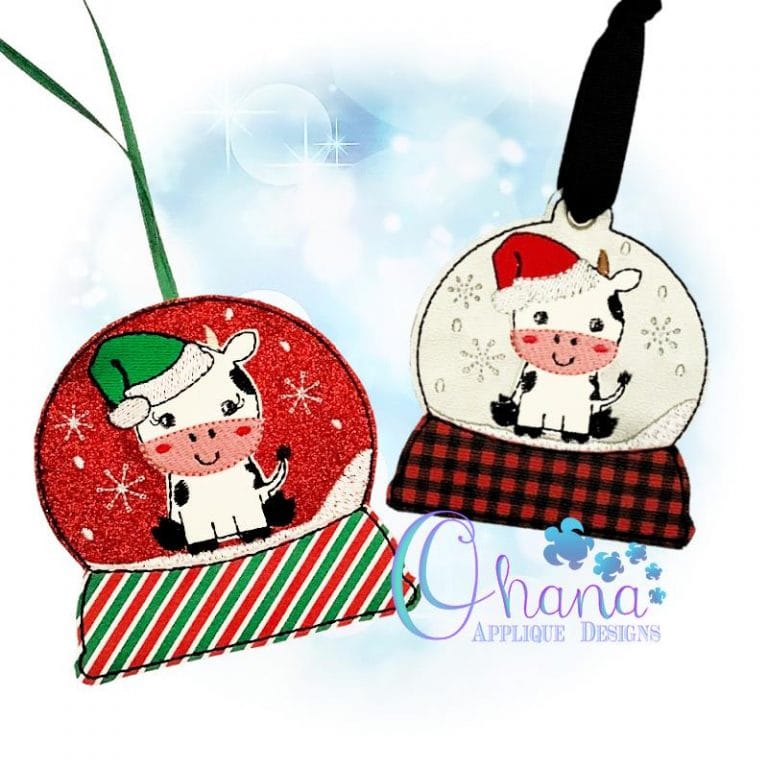 Santa Cow Snowglobe Ornament