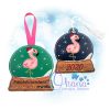 Santa Flamingo Snowglobe Ornament