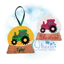 OAD Tractor CO MB 80072 Tractor Snowglobe Ornament Embroidery