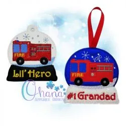 Firetruck Snowglobe Ornament