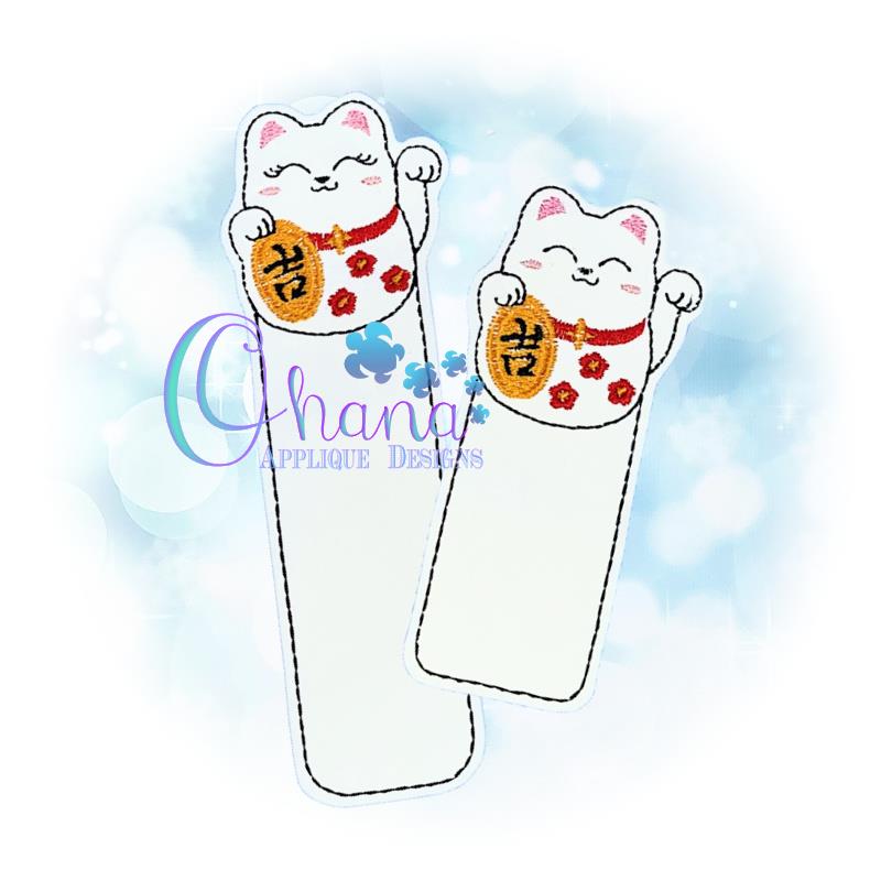 Lucky Kitty Bookmark Embroidery