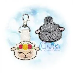 Floral Lamb Key Chain