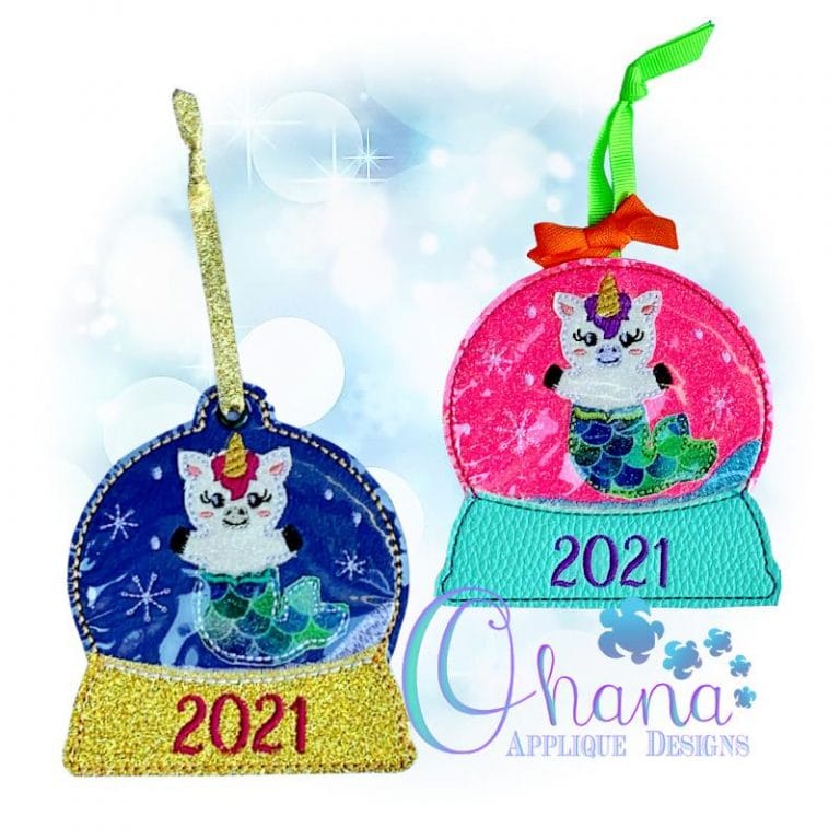 MerUnicorn Ornament Embroidery Design