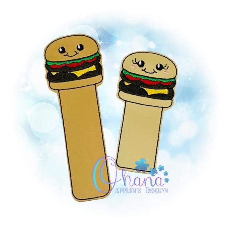 Burger Bookmark Embroidery Design