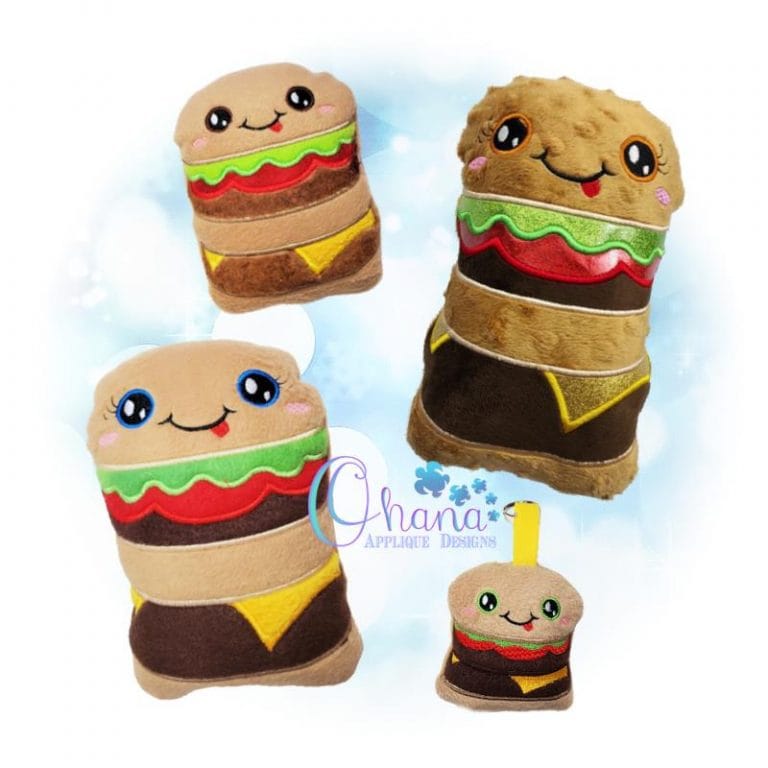Kawaii Burger Stuffie Embroidery