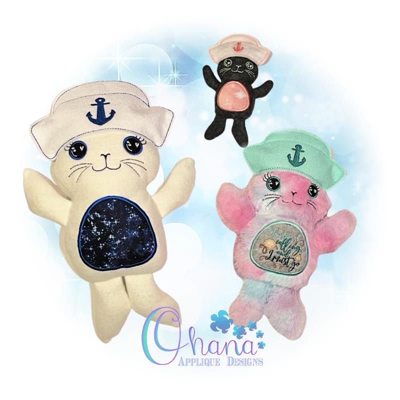 Sailor Seal Stuffie Embroidery Design - Ohana Applique Designs