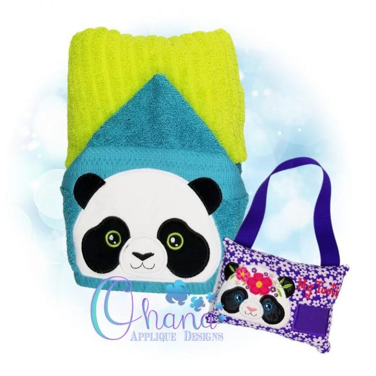 Floral Panda Peeker Embroidery