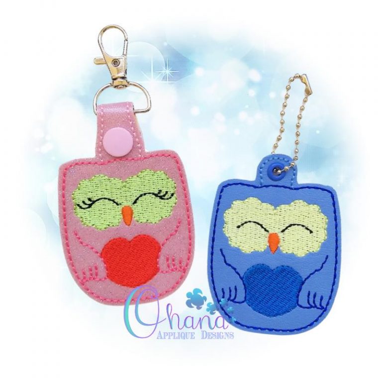 Owl Key Chain Embroidery Design - Ohana Applique Designs