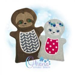 Sloth Hand Puppet Embroidery Design- Ohana Applique Designs
