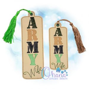Army Wife Bookmark Embroidery Design - Ohana Applique Designs