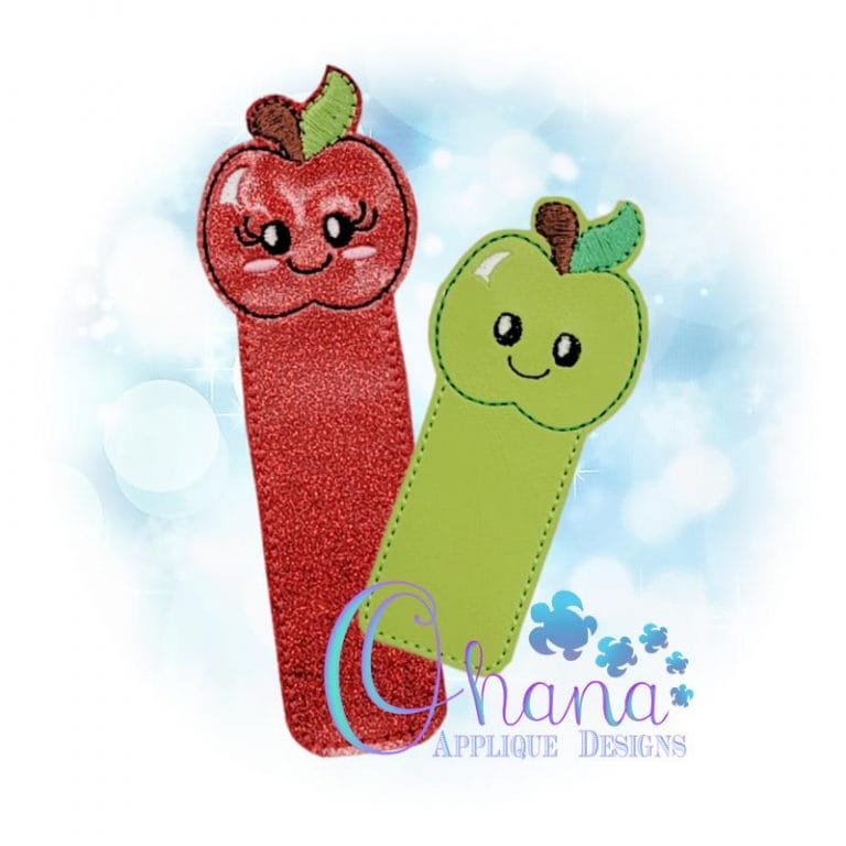 Apple Bookmark Embroidery Design