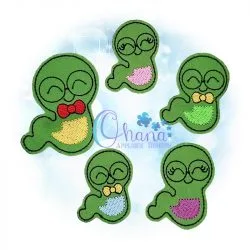 Bookworm Feltie Embroidery Design