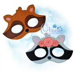OAD Floral Raccoon PM MLH 80072 Raccoon Pretend Mask Embroidery