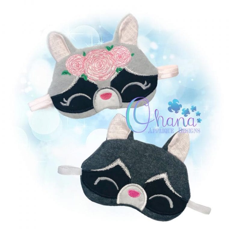 Raccoon Sleep Mask Embroidery