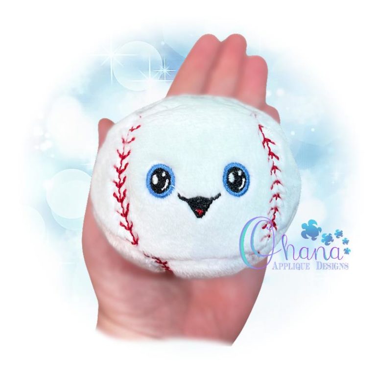 Ball Baseball Stuffie Embroidery Design - Ohana Applique Designs