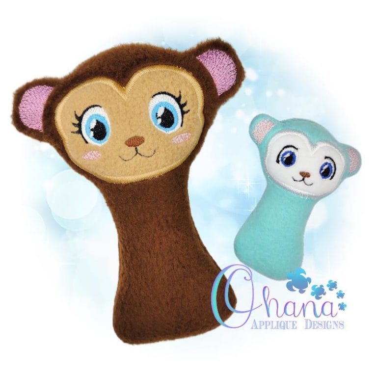Monkey Rattle Embroidery Design
