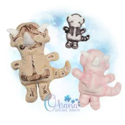 Skelly Triceratops Stuffie Embroidery