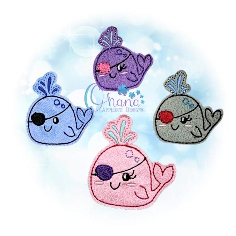 Pirate Whale Feltie Embroidery