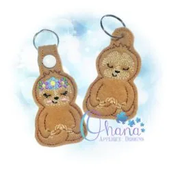 Floral Sloth Key Chain