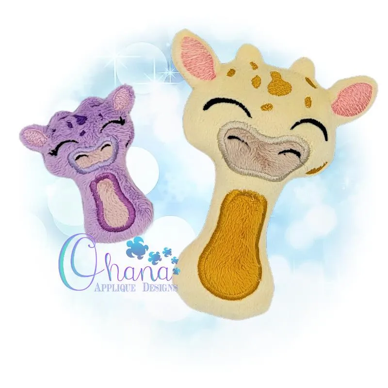 OAD Giraffe Rattle Stuffie AK 80072 Giraffe Rattle Embroidery Design