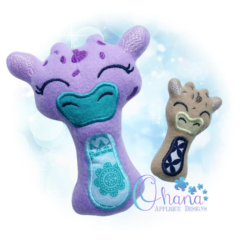 Giraffe Rattle Embroidery Design- Ohana Applique Designs