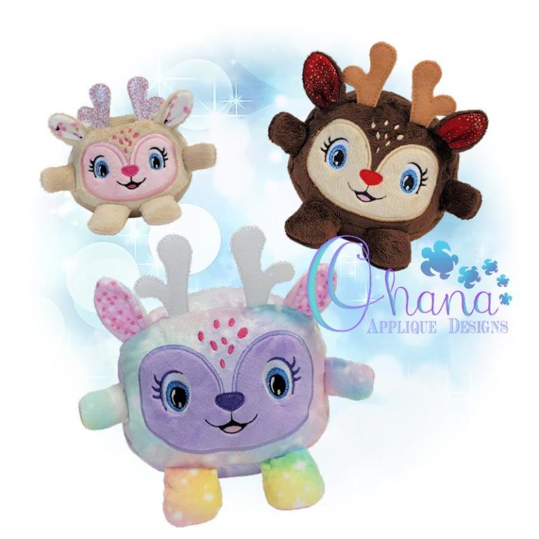 Ball Reindeer Stuffie Embroidery Design - Ohana Applique Designs