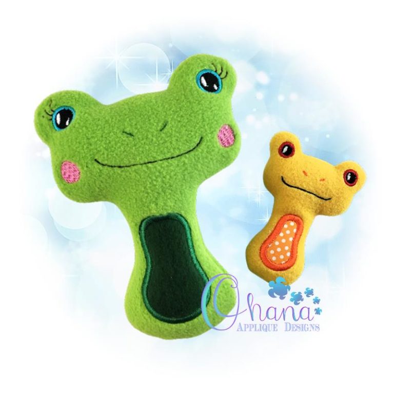 Frog Rattle Embroidery Design- Ohana Applique Designs
