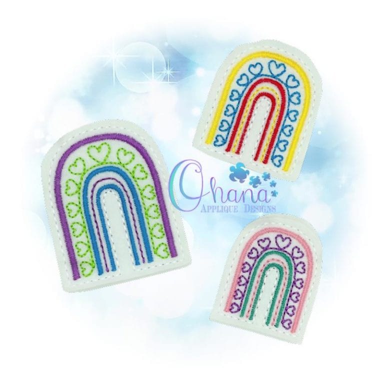 Rainbow Hearts Feltie Embroidery