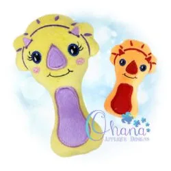 Triceratops Rattle Embroidery Design